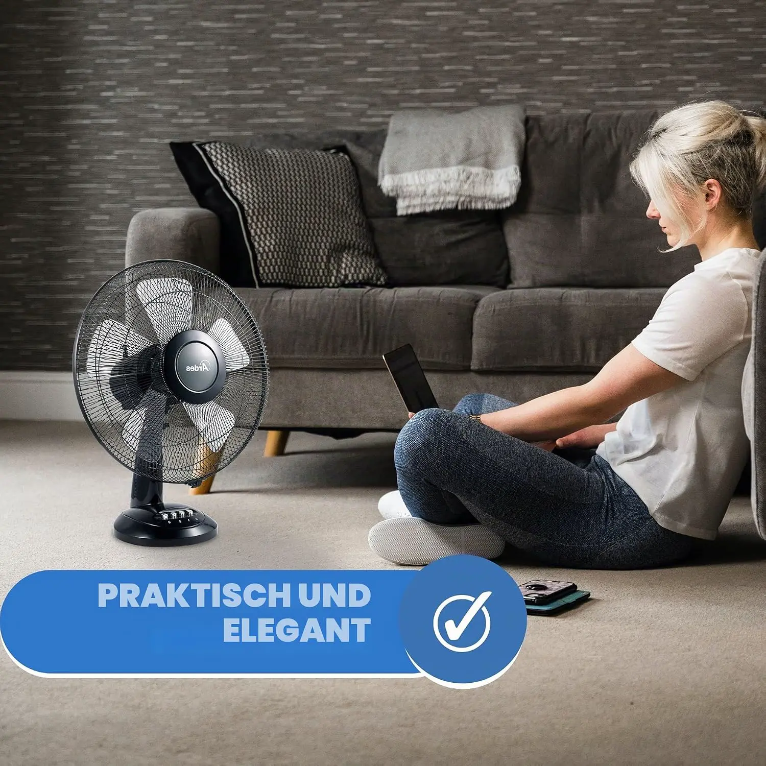 Ardes AR5S41 Ardes STYLE 41 Tischventilator 5 Klinge 40 cm 3 Geschwindigkeitsstufen Automatische Oszillation Details chrom, total Schaufel 40 cm Weiß vue 5