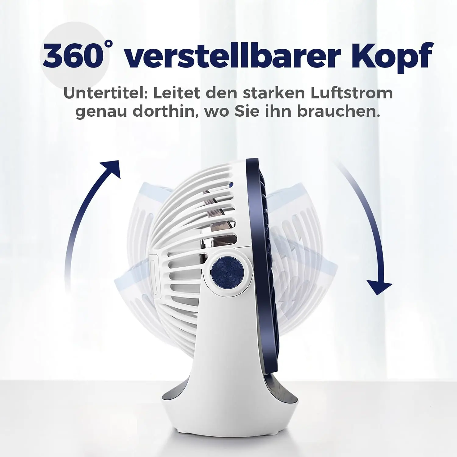 OCOOPA USB Ventilator, Ventilator klein Tischventilator mit starkem Luftstrom und Leise Betrieb 3 Geschwindigkeiten, 360 ° Drehbarer Kopf, Einfach zu Tragen für Büro, Zuhause und im Freien vue 3