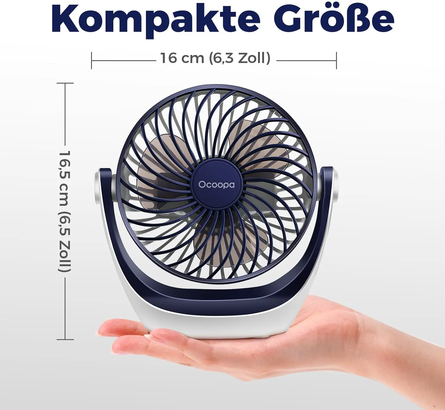 OCOOPA USB Ventilator, Ventilator klein Tischventilator mit starkem Luftstrom und Leise Betrieb 3 Geschwindigkeiten, 360 ° Drehbarer Kopf, Einfach zu Tragen für Büro, Zuhause und im Freien vue 6