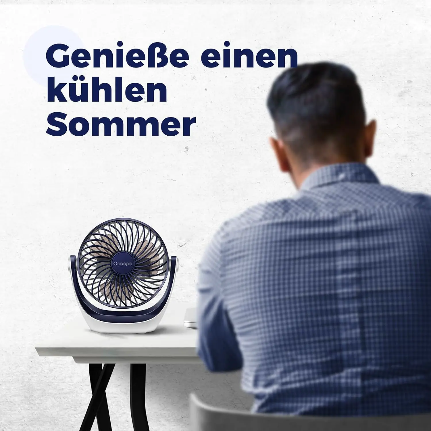 OCOOPA USB Ventilator, Ventilator klein Tischventilator mit starkem Luftstrom und Leise Betrieb 3 Geschwindigkeiten, 360 ° Drehbarer Kopf, Einfach zu Tragen für Büro, Zuhause und im Freien vue 7