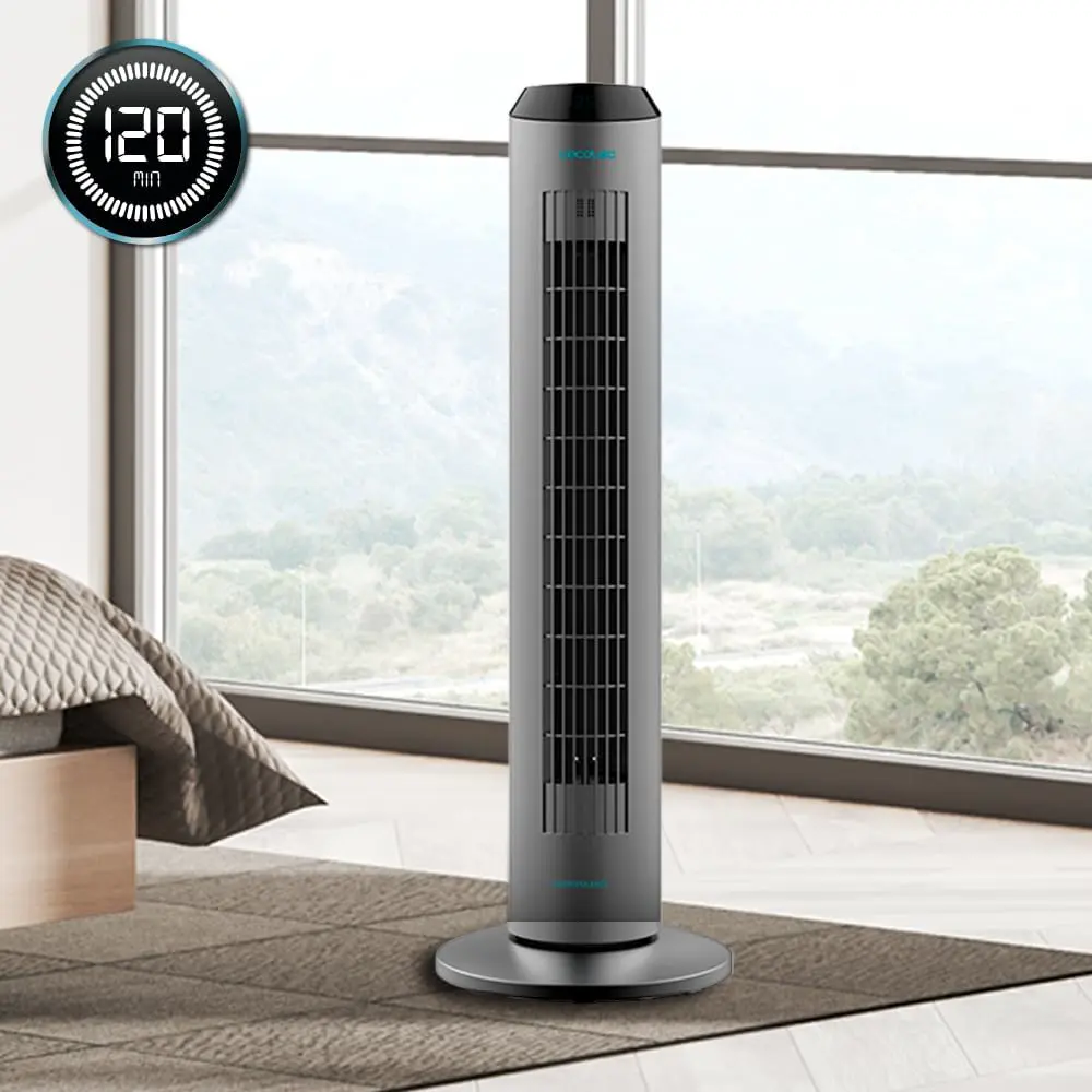 Cecotec Digitaler Turmventilator mit Fernbedienung und Timer EnergySilence 8190 Skyline Ionic. 60 W, Höhe 33", oszillierend, Ionisator, Kupfermotor, 3 Geschwindigkeiten, Grau vue 5