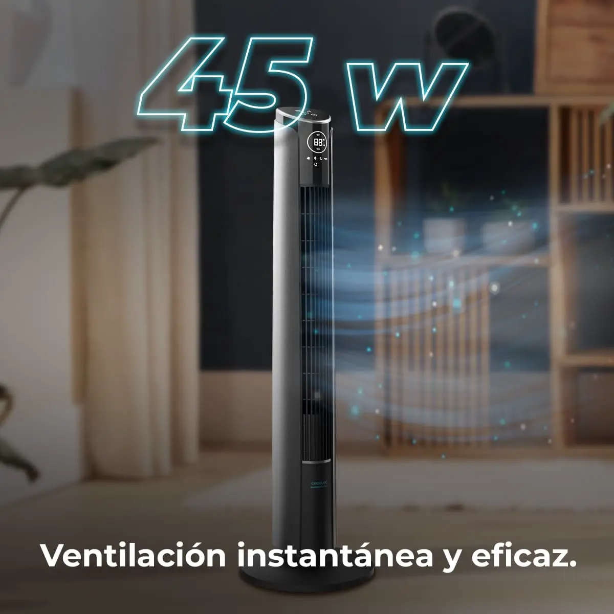 Cecotec - Turmventilatoren EnergySilence 9250 Skyline Smart Tilt, 106 cm, 45W, LED-Touchscreen, Fernbedienung, 3 Geschwindigkeiten, 4 Modi, Timer, einstellbare Neigung, Oszillation vue 4
