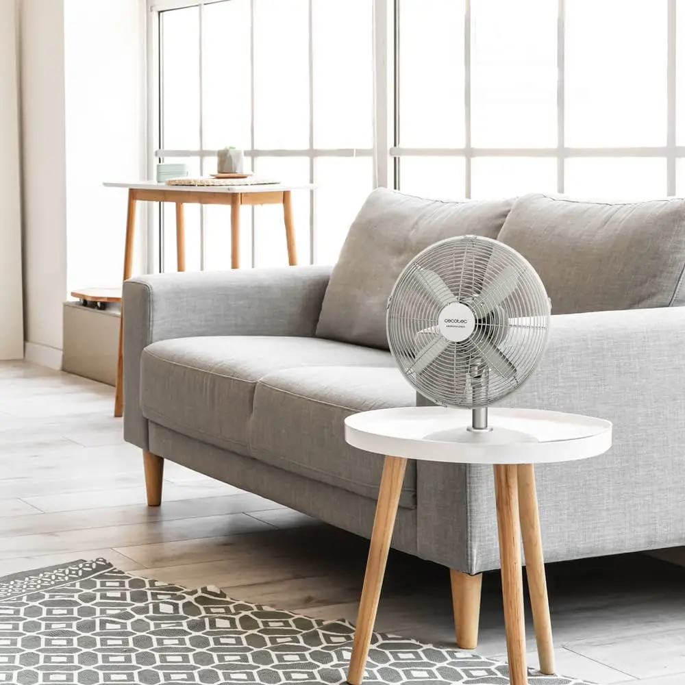 Cecotec Tischventilator EnergySilence 610 SteelDesk. 40 W, Stahl-Finish, Durchmesser 30,5 cm mit 4 Flügeln, 3 Geschwindigkeiten, Oszillation, höhenverstellbar, maxischlechte Sicherheit vue 2
