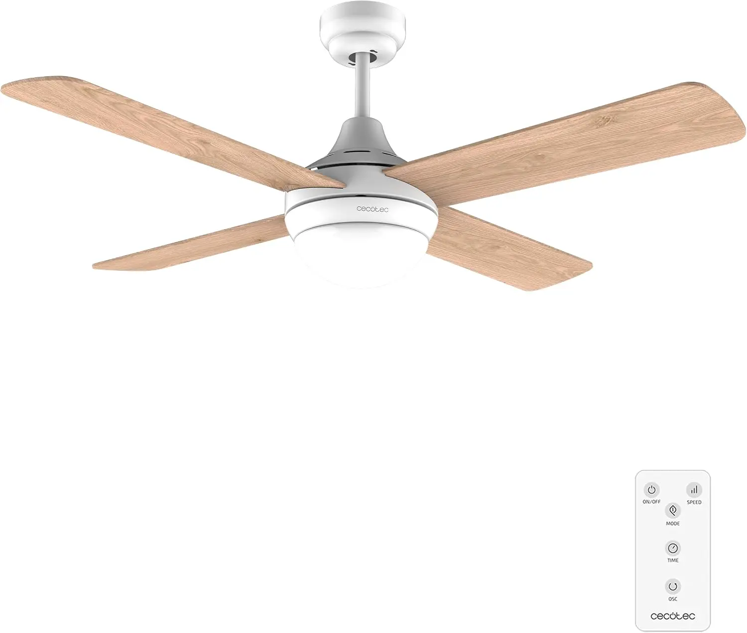 Cecotec Deckenventilator EnergySilence Aero 4250 DC Fresh. 40 W, DC-Motor, Durchmesser 42 Zoll mit 4 umkehrbaren Flügeln, LED-Licht, Fernbedienung, Timer, 6 Geschwindigkeiten