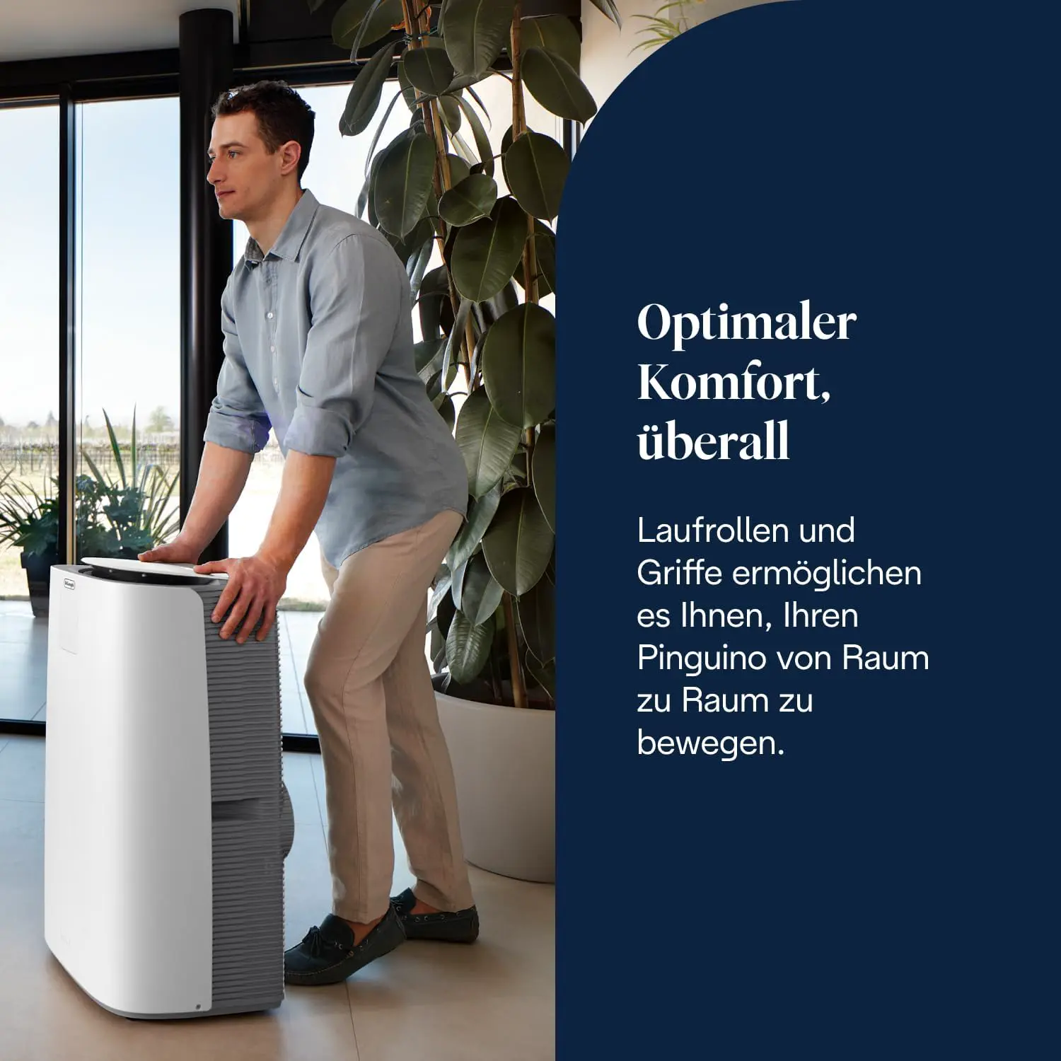 De'Longhi Pinguino GentleJet Inverter – Mobile Klimaanlage 3-in-1 mit Luftentfeuchter & Ventilator, 13000 BTU/h für Räume 130 m³, leiser Betrieb, Energieeffizienzklasse A+, Weiß (PACAP130IGENTLEJET) vue 7