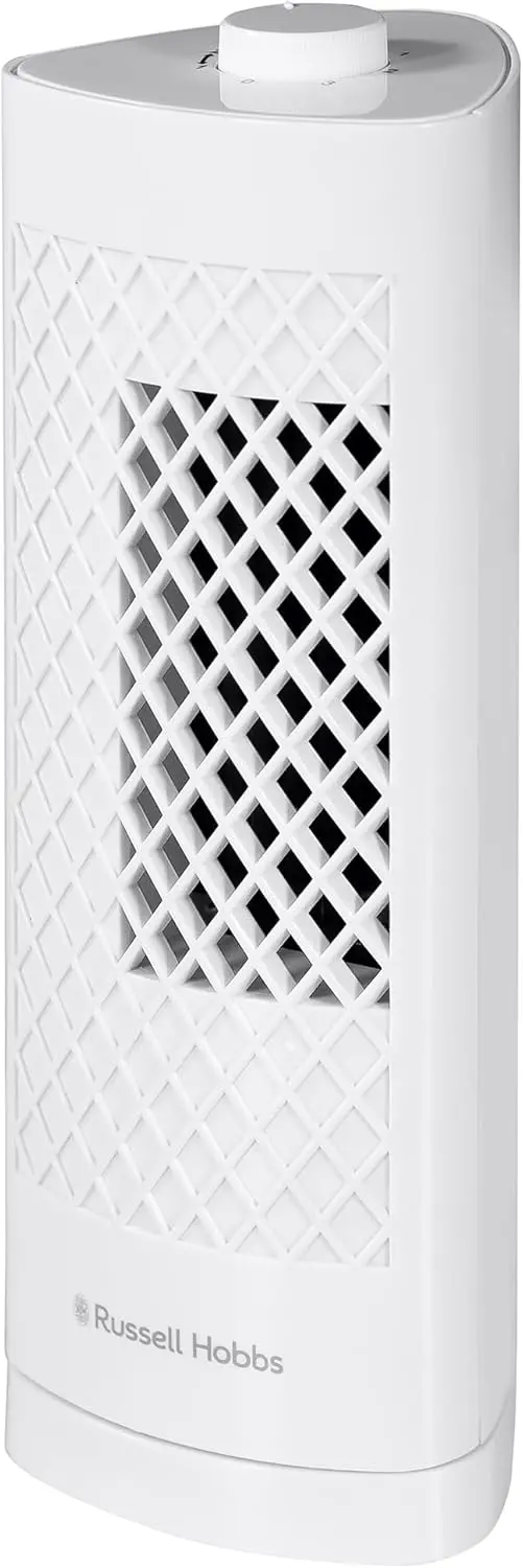 Russell Hobbs RHTF1321 Mini-Turmventilator, leicht, 33 cm, tragbar, 3 Geschwindigkeiten, 75° Schwenkwinkel, kräftiger Luftstrom, leise im Betrieb, weiß vue 3