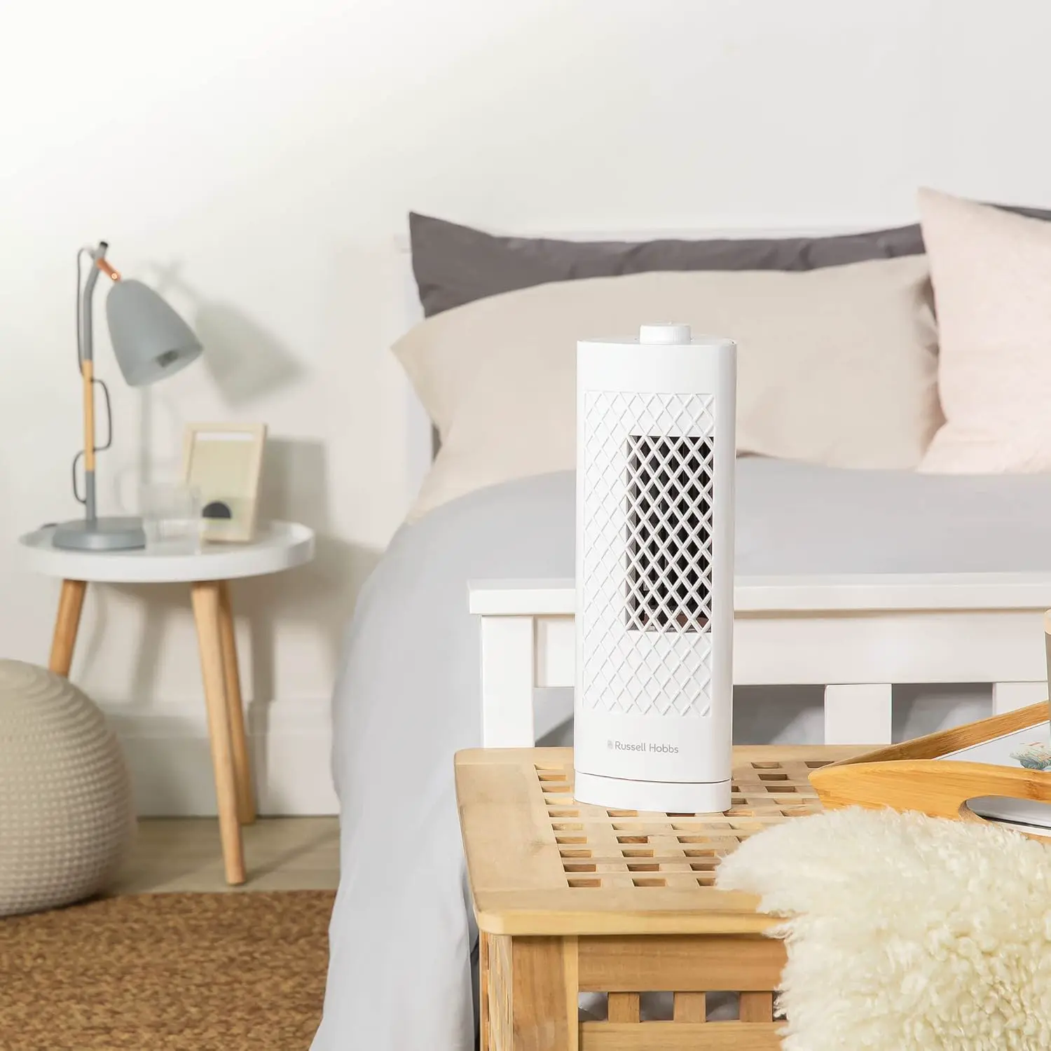 Russell Hobbs RHTF1321 Mini-Turmventilator, leicht, 33 cm, tragbar, 3 Geschwindigkeiten, 75° Schwenkwinkel, kräftiger Luftstrom, leise im Betrieb, weiß vue 5