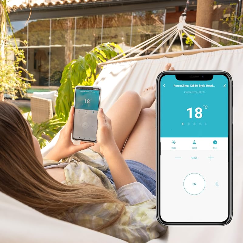Cecotec - Mobile Klimageräte ForceClima 7550 Style Connected, 7000 BTU, Abdeckungsbereich 20 m2, Fernbedienung, Berührung, LED -Bildschirm, 4 Modi, 2 Geschwindigkeiten, Luftentfeuchter, Timer vue 6