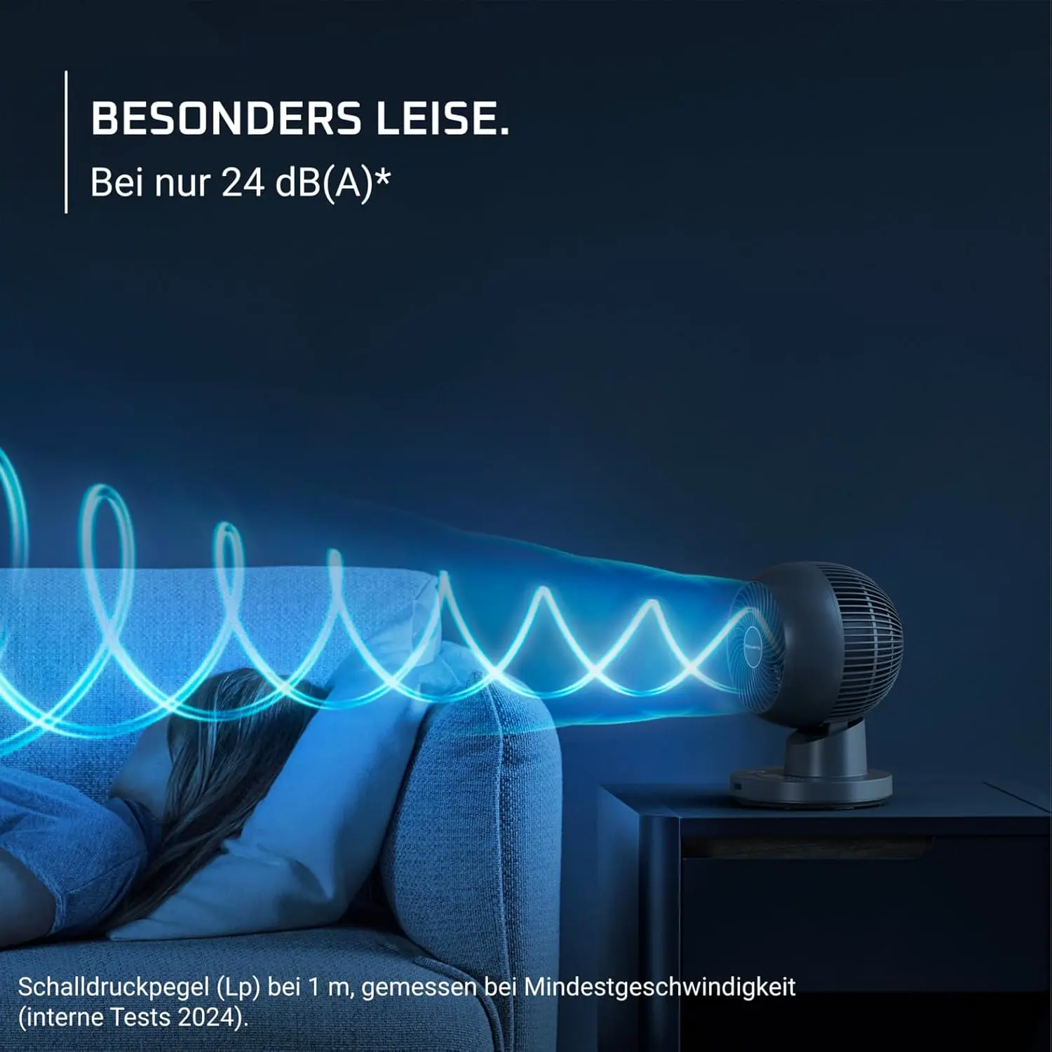 Rowenta Turbo Swift Kompakt Tischventilator, multidirektionale Schwenkfunktion, bis zu 50% Energieeinsparung, 12 Geschwindigkeitsstufen, 12h Timer, kompaktes Design, extrem leise, Blau, QV2540F0 vue 5