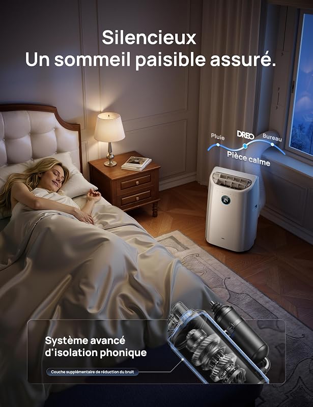 DREO Klimaanlage Mobil, 10.000 BTU Tragbares Klimagerät für Schlafzimmer, 3-in-1 Kühlen/Ventilieren/Entfeuchten, drainagefreie Kühlung, App-/Sprachsteuerung/Fernbedienung, 24h-Timer, AC515S vue 6