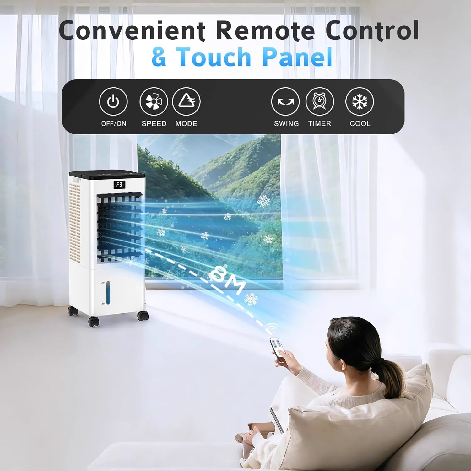 SereneLife Mobile Inverter Klimaanlage A+++ 12000 BTU Doppelschlauch - 4 in 1 Kühlung Heizung Entfeuchtung Lüftung Auto-Swing WiFi Ultra Leise 44-49 dB mit Fenster-Kit vue 6