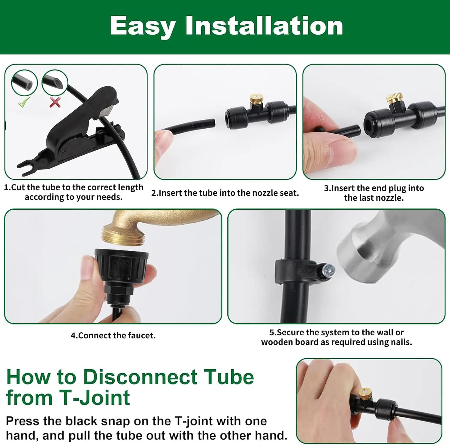 Outdoor Misting System Sprühnebel Kühlung Terrasse(18M) - Nebelsystem Linie 20 Messing-Nebeldüsen Messingadapter (3/4") Terrassennebel zum Kühlen von Außengewächshaus vue 2