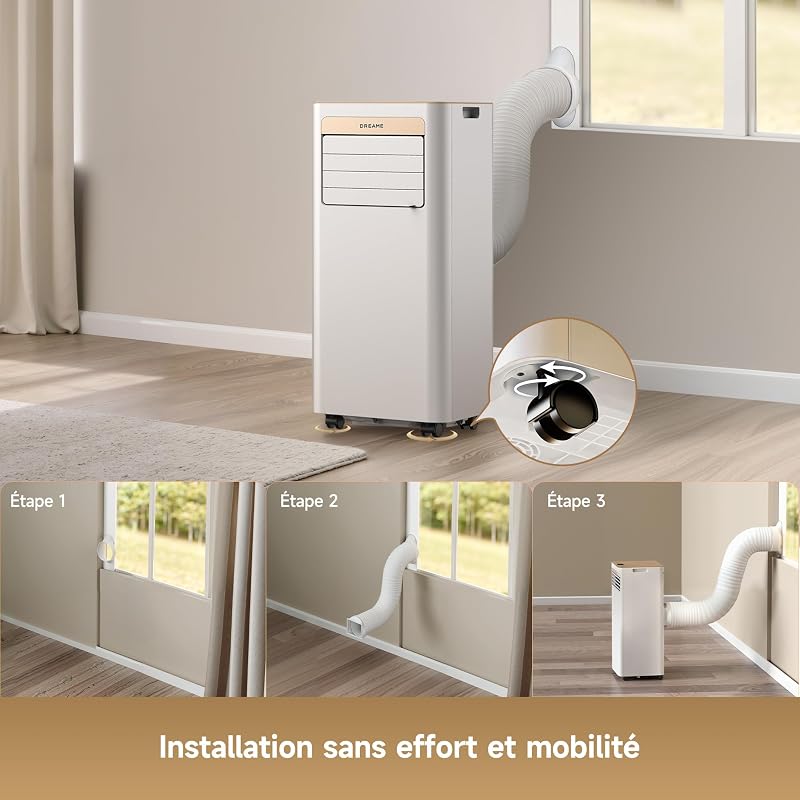DREAME P-Wind10 7000 BTU mobile 3-in-1 Klimaanlage | Kühlen, Entfeuchten, Ventilatorbetrieb, 3D-Luftstrom, App- & Fernbedienung, Schlafmodus, Selbstverdunstung, leichter Aufbau vue 5