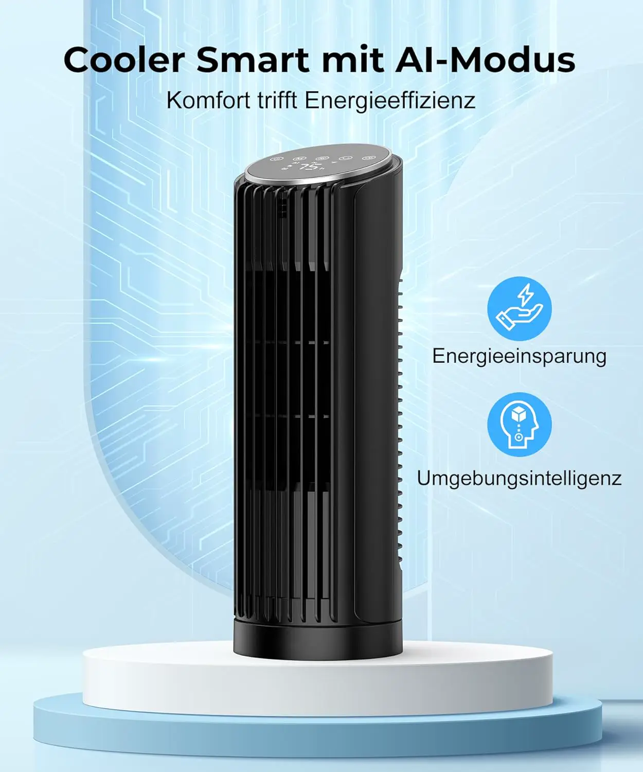 PNTCK Turmventilator mit Fernbedienung, 33cm ventilator leise mit 4 Modi,4 Geschwindigkeiten, 70°Oszillierender, tischventilator, 12-Std-Timer, LED-Anzeige, Automatikbetrieb, 24dB Leiser vue 4