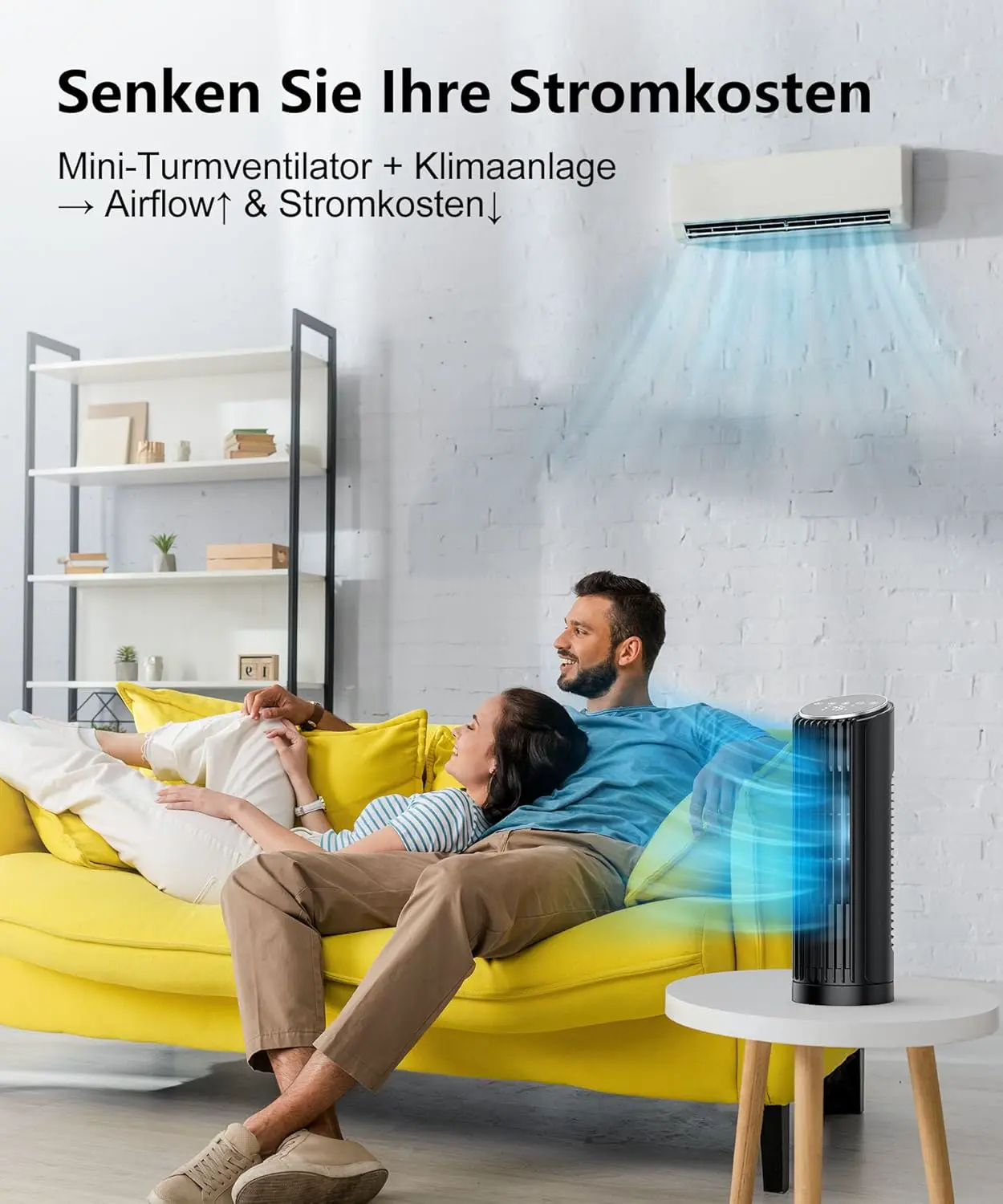 PNTCK Turmventilator mit Fernbedienung, 33cm ventilator leise mit 4 Modi,4 Geschwindigkeiten, 70°Oszillierender, tischventilator, 12-Std-Timer, LED-Anzeige, Automatikbetrieb, 24dB Leiser vue 8