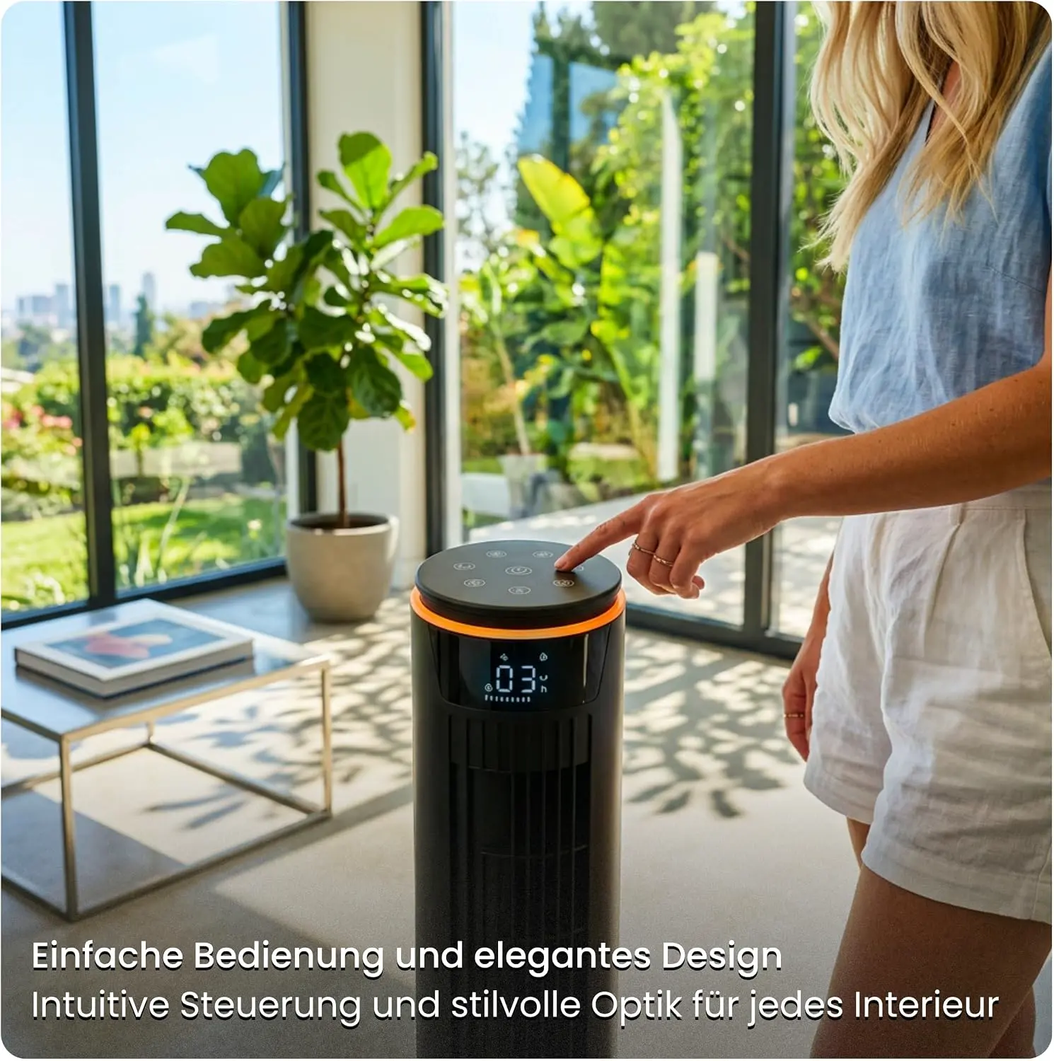 Turmventilator 107cm WiFi App, Luftkühler, Ventilator mit Sprühnebel, DC-Motor, 7,5 m/s Wind,Ionisator, Nachtlicht, Oszillation, Standventilator sehr leise, Tower Fan vue 10