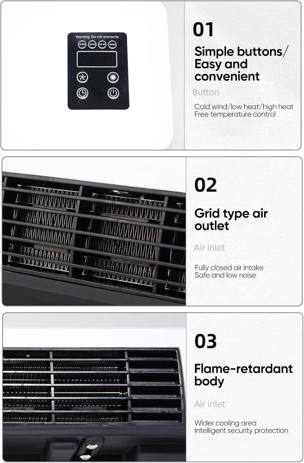 Wandkühlungsventilator, mobiles Klimagerät ohne Abfluss, mit Fernbedienung, wendbar, Split-Klimaanlage, für Küche, Schlafzimmer vue 3