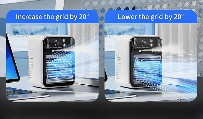 Mobile Klimaanlage, Tragbare Luftkühlgerät, leise Mobile Klimaanlage mit 500ml Wasserbehälter, 2 Lüftungsstufen & 2 Sprühmodi, Mini Klimatisierung für Schlafzimmer und Outdoor Camping(Weiß) vue 6