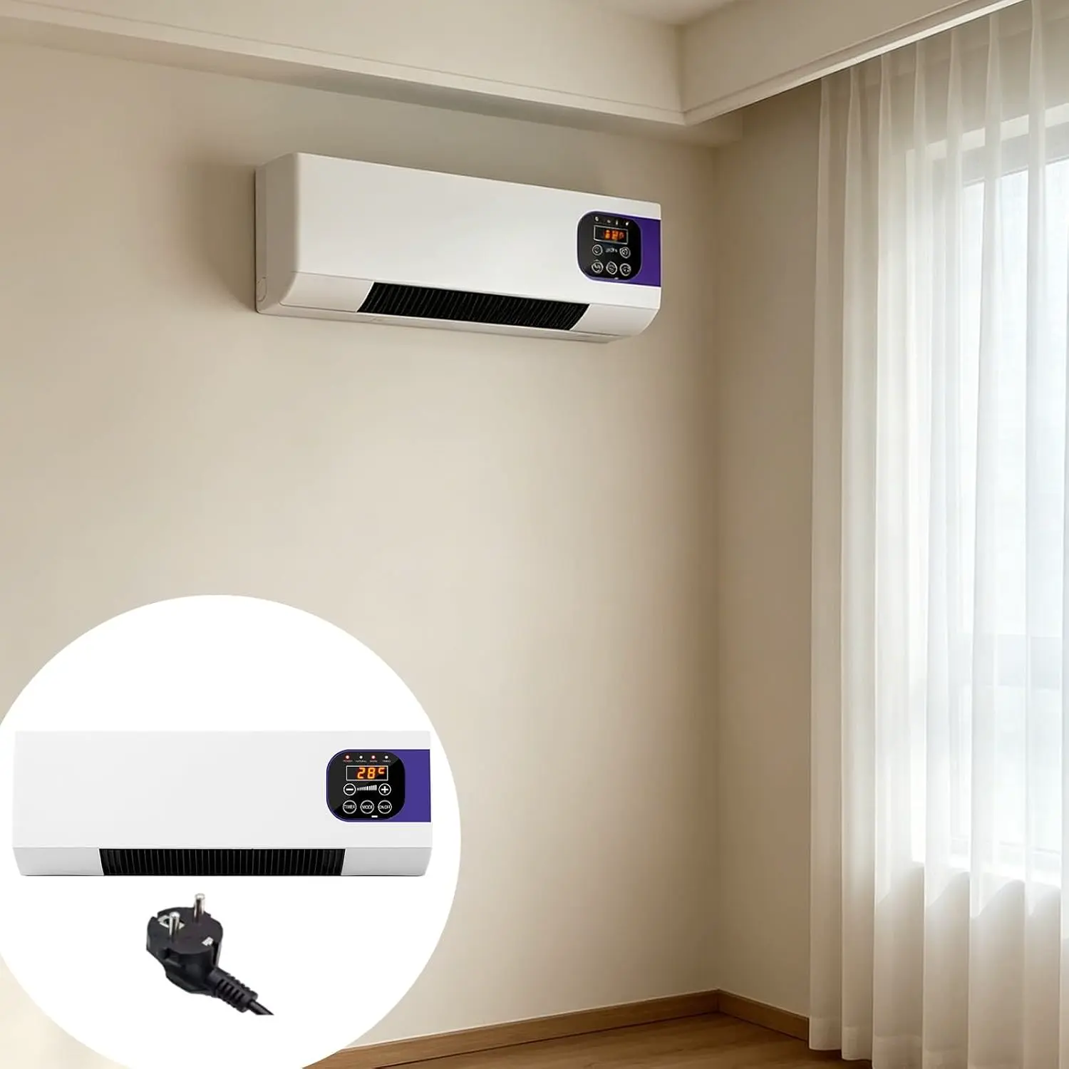 Universell Klimaanlage, Wandventilator mit Fernbedienung, vielseitig, tragbar, kompakt, Wandklimagerät, wendbar, ohne Außeneinheit, konstante Temperatur vue 4