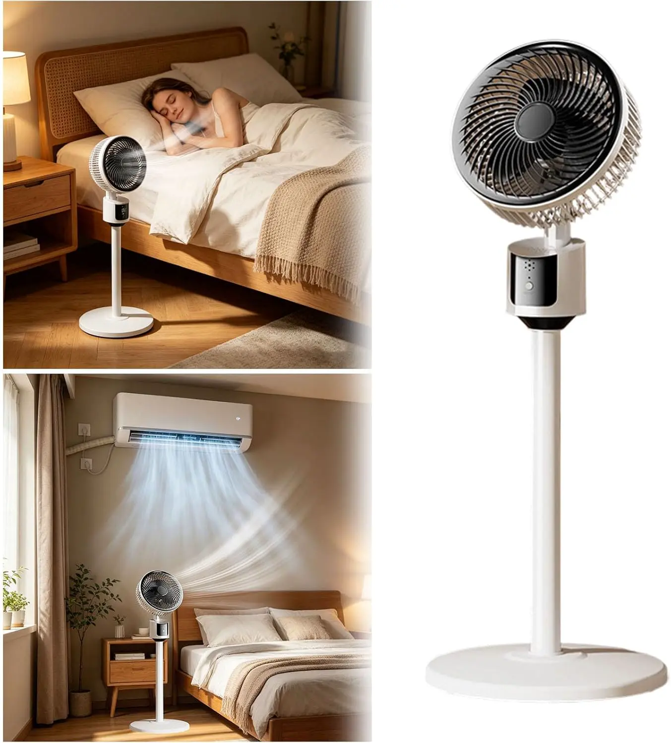 Standventilator, leistungsstark, leise, Kühlung, Luftzirkulation, leiser Standventilator, für Schlafzimmer, Büro, Universität, Wohnheim, Wohnung, Restaurant, Camping vue 2