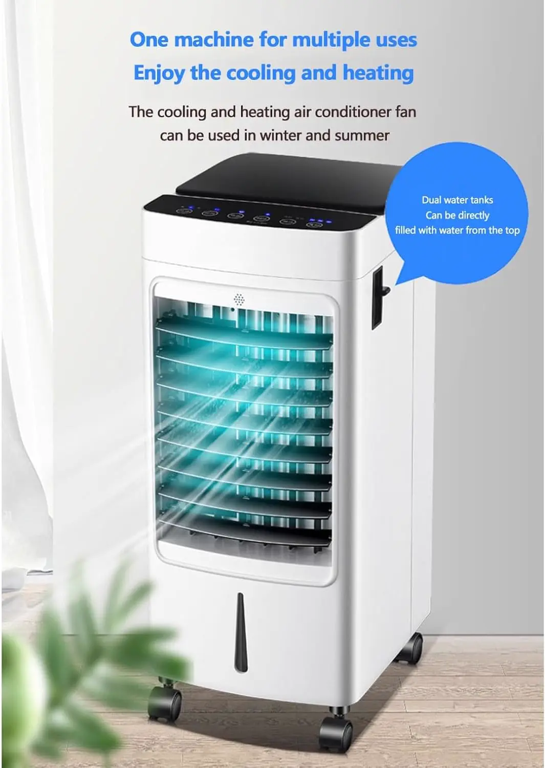 Mobile Klimaanlage 9000BTU 2,6Kw mit Abluftschlauch | 3-in-1 Mobiles Klimagerät | Fensterabdichtung | APP-Steuerung + Fernbedienung | Leiser Betrieb | 24h-Timer | Für Räume bis 25m² vue 3