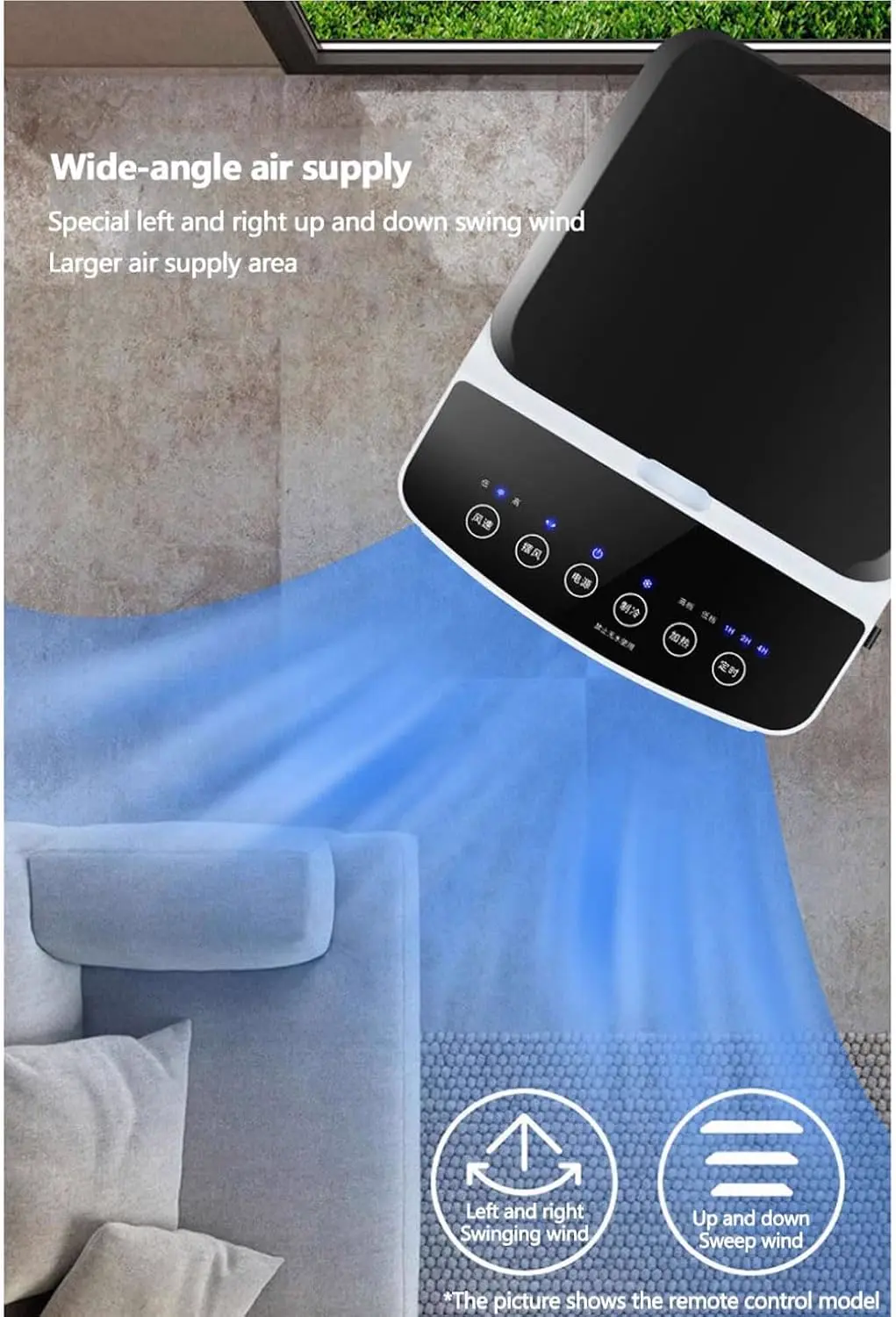 Mobile Klimaanlage 9000BTU 2,6Kw mit Abluftschlauch | 3-in-1 Mobiles Klimagerät | Fensterabdichtung | APP-Steuerung + Fernbedienung | Leiser Betrieb | 24h-Timer | Für Räume bis 25m² vue 4